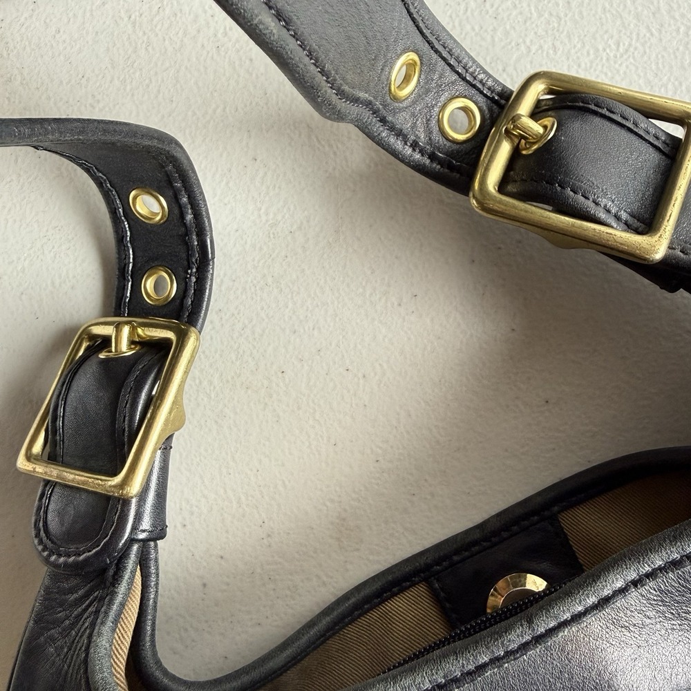 Vintage Coach Y2K Black Leather Legacy Saddle Bag 9340 - Picture 9 of 11